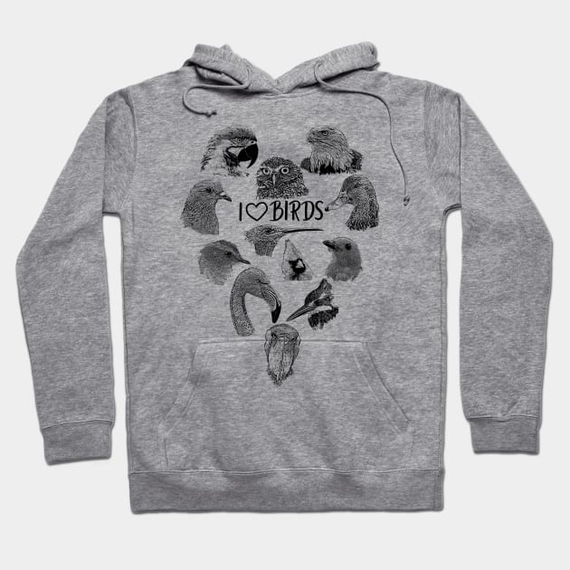 Birding - I love Birds Hoodie by Birding_by_Design